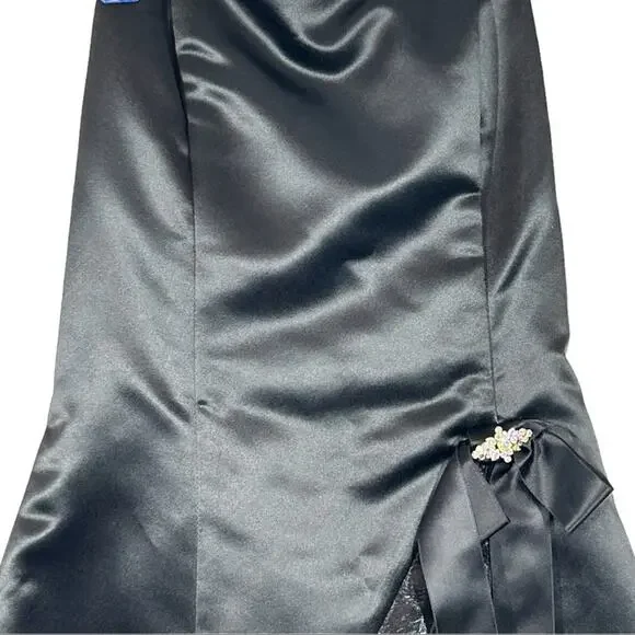 Vintage 80s Jessica McClintock Gunne Sax Black Strapless Mini Dress 7/8 - Picture 3 of 11